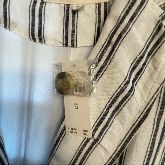 Anthropologie Pilcro White and Blue Striped Blazer Relaxed Fit - Picture 6 of 10